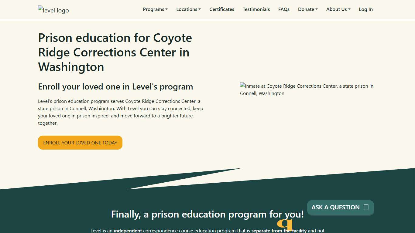 Prison Education For Coyote Ridge Corrections Center - Level
